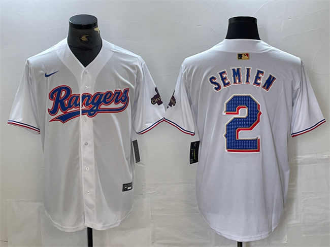 Men's Texas Rangers #2 Marcus Semien White Gold Cool Base Stitched Baseball Jersey Men's Texas Rangers #2 Marcus Semien White Gold Cool Base Stitched Baseball Jersey
